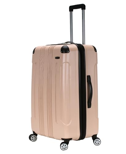 Rockland London Hardside Expandable Spinner Wheel Luggage, Checked Large 28", Champagne - color: Champagne, size: Checked 28"