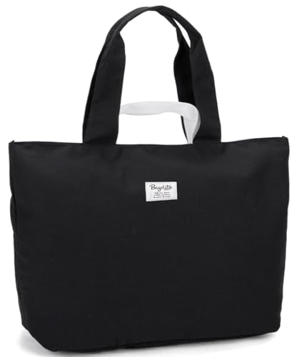 Bagelite 22'' 50L 100% Cotton Oversized Travel Tote Bag for Women - Tear-Resistant, Overnight/Weekend/Beach Bag - color: Black 2（22'' Xl）