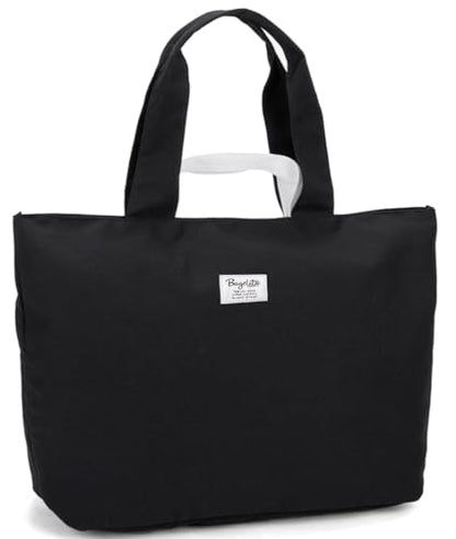 Bagelite 22'' 50L 100% Cotton Oversized Travel Tote Bag for Women - Tear-Resistant, Overnight/Weekend/Beach Bag - color: Black 2（22'' Xl）