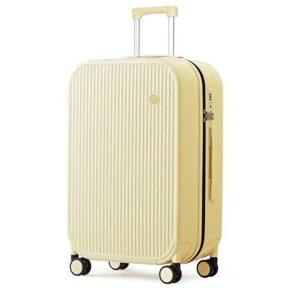 mixi 24 Inch Checked Luggage PC Hardshell Suitcases with Wheels for Travel Woman Men, Lark Yellow - color: Lark Yellow TSA2, size: 24-inch