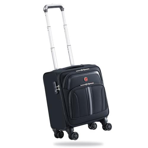 ROPLUS Underseat Carry-On Luggage Lightweight Rolling Tote Bag with 4 Spinner Wheels (Black, 14-Inch) - color: Black, size: 14-Inch