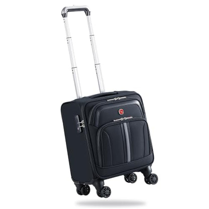 ROPLUS Underseat Carry-On Luggage Lightweight Rolling Tote Bag with 4 Spinner Wheels (Black, 14-Inch) - color: Black, size: 14-Inch