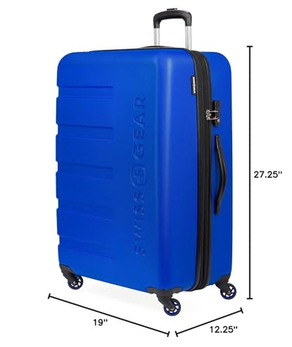 SwissGear 7366 Signature Hardside Expandable Luggage with Spinner Wheels, TSA Lock, Cobalt, Checked-Large 27-Inch - color: Cobalt, size: Checked-Large 27-Inch