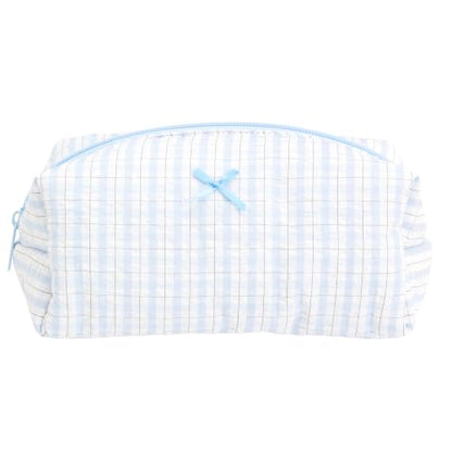 PAZIMIIK Cozy Makeup Bag for Women,Zipper Cosmetic Pouch,Plaid Blue - color: Plaid Blue