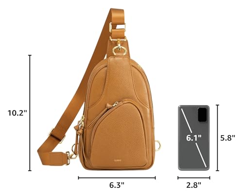 Kattee Sling Bag for Women, Leather Crossbody Bags for Travel, Brown - color: Brown