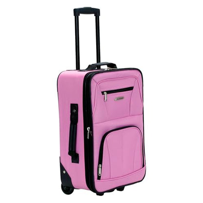 Rockland Fashion Softside 2 Piece Luggage Set, Expandable, (14" Tote/19" Upright), Pink - color: Pink, size: 2 Piece (19"/14" Tote)
