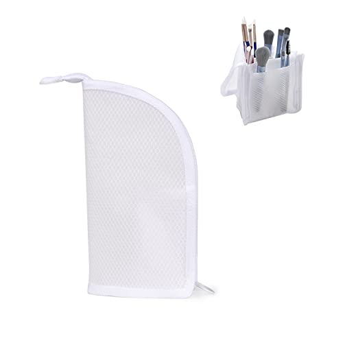 Patu Standing Travel Toiletry Bag - Transparent Waterproof PVC Mesh Pouch with Triangle Design for Bathroom Essentials & Personal Care, White - color: White