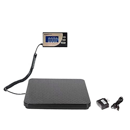 Amazon Basics Digital Postal Scale with Tare Function, Heavy Duty, Aluminium Platform, 440 lb Capacity, Digital Shipping, Portable, Black, 440 lb (Pack of 5) - size: 440 lb (Pack of 5)