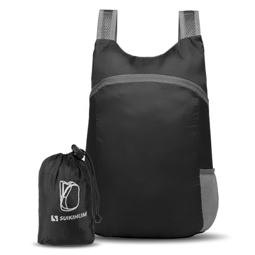 Ultra Lightweight Hiking-Daypack,Foldable Travel Packable Backpack | 20L Foldable Bag for Camping Cycling Outdoor,Day Pack for Men Women,black - color: Black
