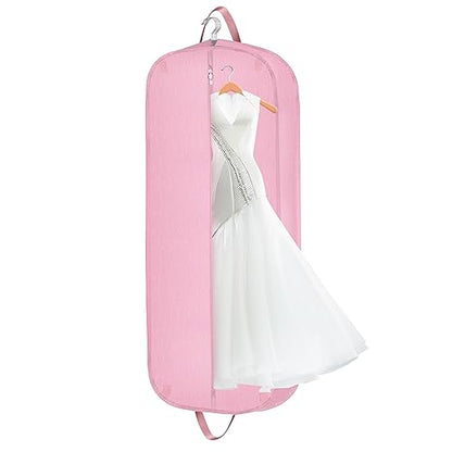 Limoomil 60" Heavy‑Duty Garment Bag, Wedding & Gown Cover, pink - color: Pink, size: 60" x 24" x 5"