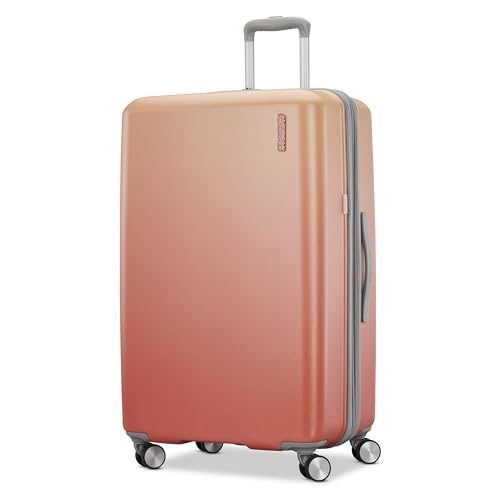 American Tourister Moonlight II Hardside Expandable Luggage with Spinner Wheels, Ombre Peach, Large Checked Suitcase 28-Inch - color: Ombre Peach, size: Checked 28-Inch
