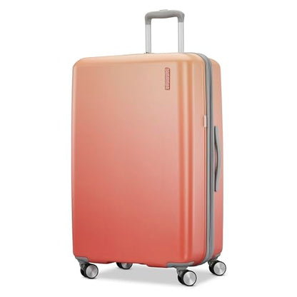American Tourister Moonlight II Hardside Expandable Luggage with Spinner Wheels, Ombre Peach, Large Checked Suitcase 28-Inch - color: Ombre Peach, size: Checked 28-Inch