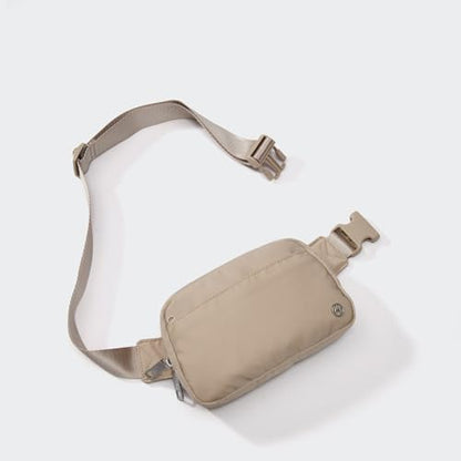 Pander Nylon Fanny Pack Belt Bag for Women with 5 Zipper Pockets - color: Raw Linen