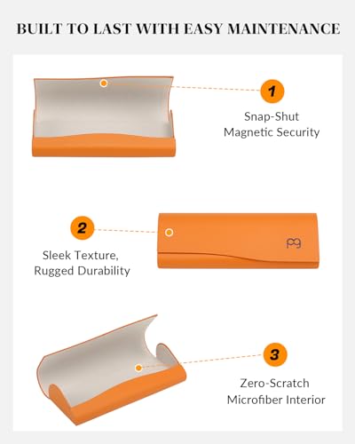 Payne Glasses Slim Glasses Case, Reading Glasses Case - color: Orange - 1 Pack