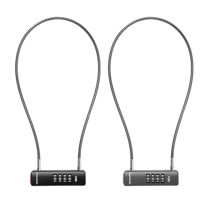 Combination Bike Lock Cable 2 ft / 60 cm, 4 Digit Combination Lock Outdoor, Combo Wire ULock for Kids Bike, Bicycle, Scooter, Fridge, Fence Gate, Luggage, Suitcase, Bag, Travel Essentials - color: Black+Grey, 2-Pack