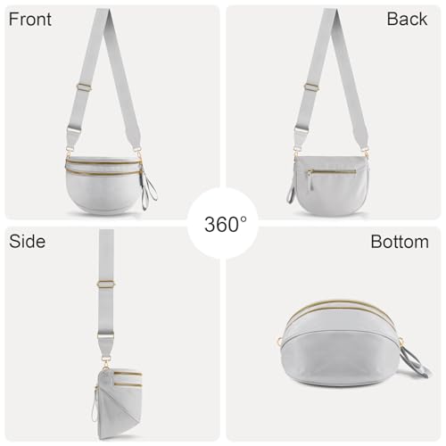 Checkered Crossbody Bags for Women, Large Nylon Bum Bags - color: Light Grey