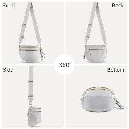 Checkered Crossbody Bags for Women, Large Nylon Bum Bags - color: Light Grey