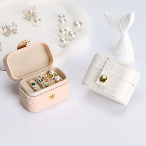 KUKUVR Small Travel Jewelry Ring Stud Earring Box (Pink) - color: Pink