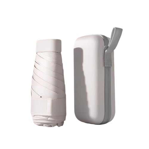 Mini Travel Sun Umbrella for Purse, UPF 50+ with Case - color: Beige