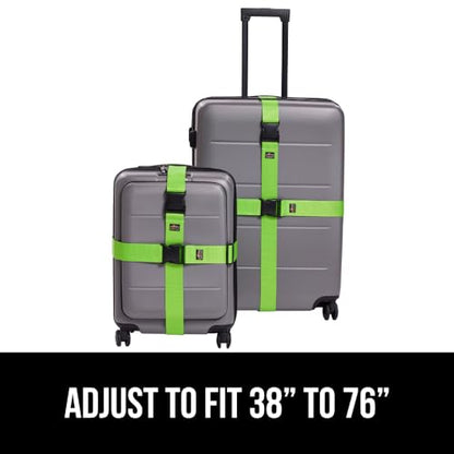 GORILLA GRIP Heavy Duty Luggage Straps for Suitcase, 4 Pack, Green - color: Green