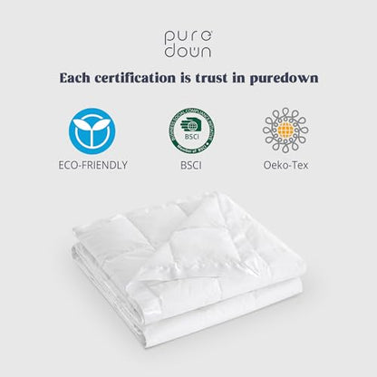 puredown® Blankets Queen Size - Soft Lightweight Down Blanket for Bed, Cozy Warm Luxury Bed Blanket with Satin Trim, White (90"X90") - color: 01 White, size: Full/Queen