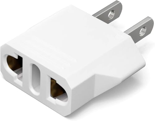 Unidapt Small European to US Plug Adapter, Universal Input, 1-Pack, White - color: White 1-Pack