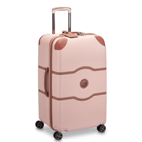 DELSEY PARIS Chatelet Air 2.0 Checked Luggage Trunk 26 Inch, Hardside Polycarbonate Suitcase, Dual-Density Spinner Wheels, TSA Lock, Blush Pink - color: Blush Pink, size: Checked-26 Inch Trunk