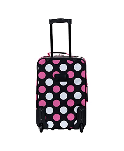 Rockland Escape 4-Piece Softside Upright Luggage Set, Telescoping Handles, Multi/Pink Dot, (14/19/24/28) - color: Multi Pink Dot, size: 4 Piece (28"/24"/19"/14" Tote)