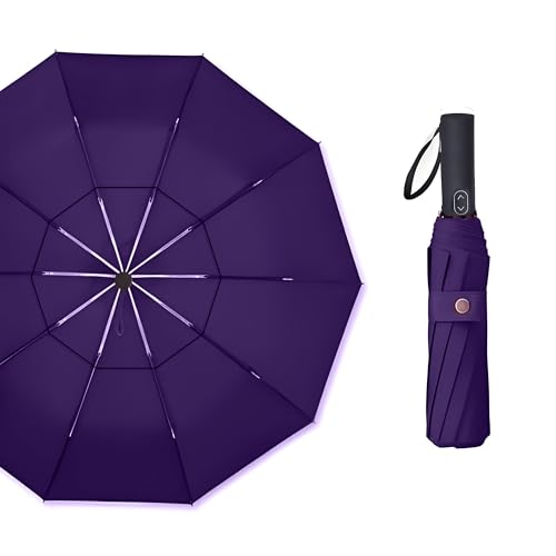 MRTLLOA Compact Golf Umbrella, 10 Ribs Vented Windproof Travel - color: Purple, size: 49 Inch