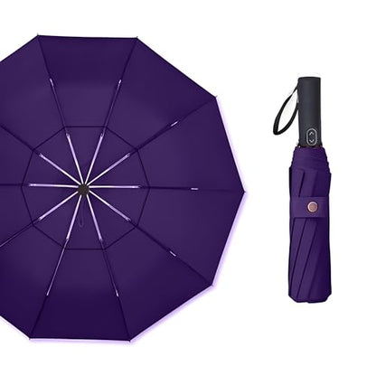 MRTLLOA Compact Golf Umbrella, 10 Ribs Vented Windproof Travel - color: Purple, size: 54 Inch