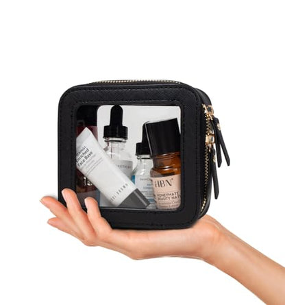 Small Clear Makeup Bag for Purse,Travel Cosmetic Case Mini(Mini Black) - color: Black, style: Mini