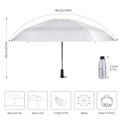 Mini Travel Umbrella - UPF 50+ Sun Protection Compact Manual Open Folding - color: 03.Purple
