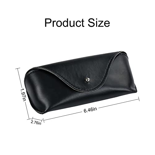 LogHog Portable Leather Glasses Case,Flexible Sunglasses Pouch Slim Case for Women Men Horizontal Eyeglass Case - color: Black