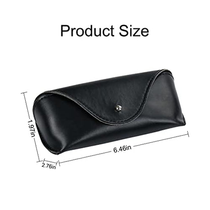LogHog Portable Leather Glasses Case,Flexible Sunglasses Pouch Slim Case for Women Men Horizontal Eyeglass Case - color: Black
