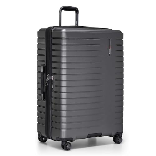 Traveler's Choice Archer Polycarbonate Hardside Spinner Luggage Set, Tie Down Straps, Grey, Checked 29-Inch - color: Grey, size: 1-Piece (Checked 29-Inch)