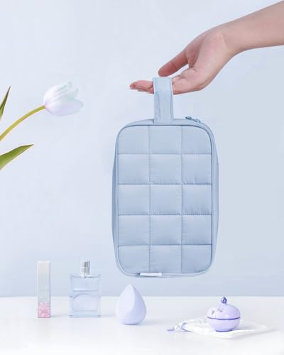 Narwey Quilted Travel Toiletry Bag for Women, Bathroom, Medicine Bag - color: Y-Blue