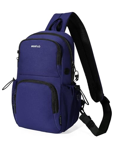 ECOHUB Crossbody Bags for Women Men, Anti-Theft RFID Blocking Sling Backpack Water Resistant Chest Shoulder Daypack, Blue - color: Navy Blue