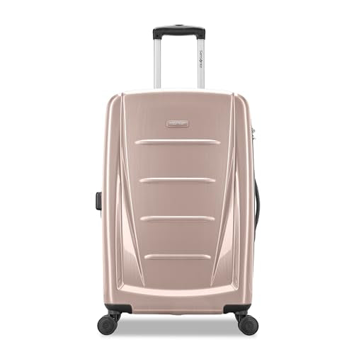 Samsonite Winfield 2 Hardside Expandable Luggage with Spinner Wheels, Artic Pink, Checked-Medium 24-Inch - color: Artic Pink, size: Checked-Medium Spinner
