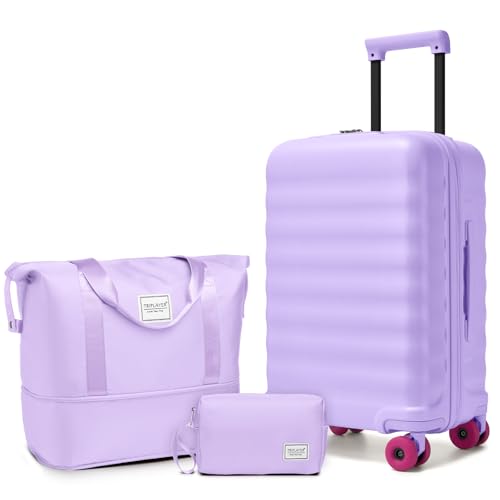 Carry On Luggage Set 3 Piece, Carry-on Suitcase With Wheels - color: DT-Lavender
