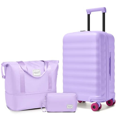 Carry On Luggage Set 3 Piece, Carry-on Suitcase With Wheels - color: DT-Lavender