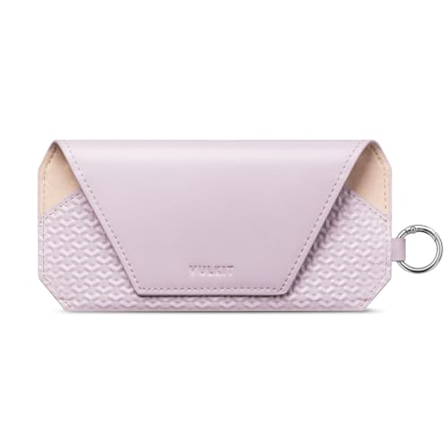 VULKIT Portable Leather Eye Glasses Case for Women & Men, Slim Sunglass Case, Unisex Eyeglass Case - color: Lavender Mist