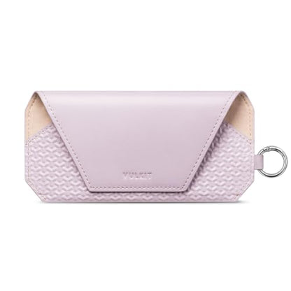 VULKIT Portable Leather Eye Glasses Case for Women & Men, Slim Sunglass Case, Unisex Eyeglass Case - color: Lavender Mist