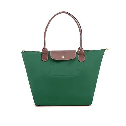 Tote Bag for Women Foldable Shoulder Bag Nylon Weekend Hobo Handbag - color: Green