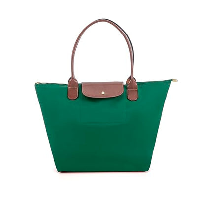 Tote Bag for Women Foldable Shoulder Bag Nylon Weekend Hobo Handbag - color: Green