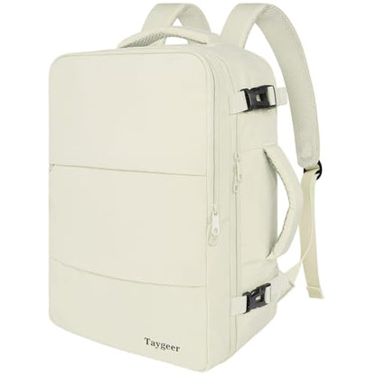 Taygeer Travel Backpack for Women, Carry On Backpack with Shoe Pouch - color: Creambeige, size: Large