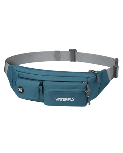 WATERFLY Small Crossbody Fanny Pack, Slim Waist Bag Chest Pouch - color: Peacock Blue