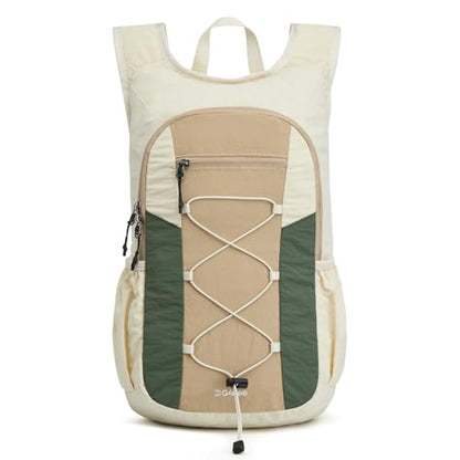 G4Free 20L Lightweight Packable Hiking Backpack for Women Men - color: Green+beige