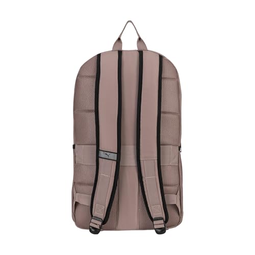 PUMA Women's Poppy Backpack in Memory Cloth with Laptop Sleeve, Luggage Strap & Water Bottle Pockets - color: Sandstone/Alpine Snow