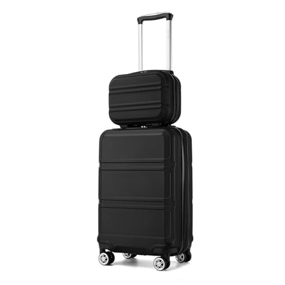 Kono Carry On Luggage Set Airline Approved with Spinner Wheels - color: Black, size: 2-piece Set (12/20)