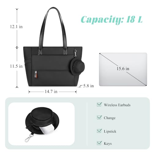 Tote Bag for Women, Work Tote Bags for Women, Nurse Teacher Bag - color: Black